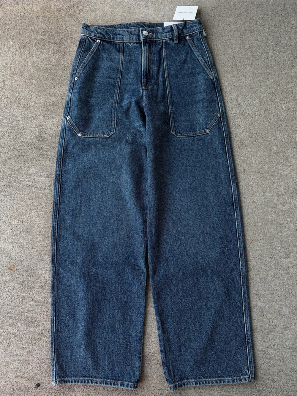 Calvin Klein signature 90s straight droit signature barrel leg wide denim jeans
